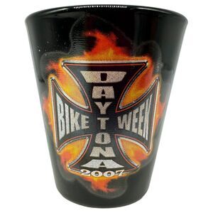 Daytona Beach Bike Week Cross‎ Black Shot Glass 2007
